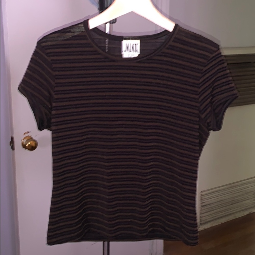Jalate black and brown striped top